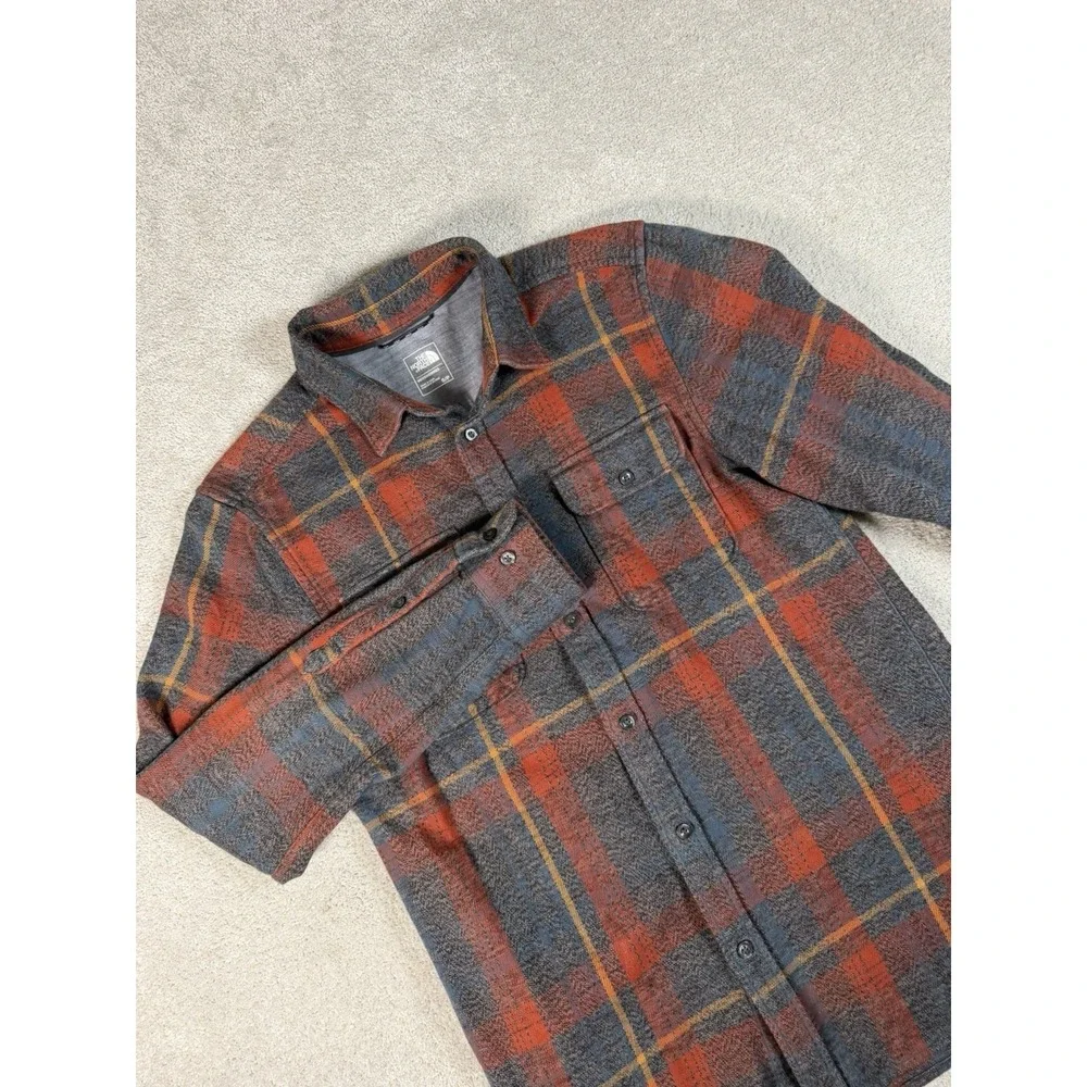 The North Face Men's Arroyo Flannel Shirt Size Small Summit‎ Grey Orange Cotton